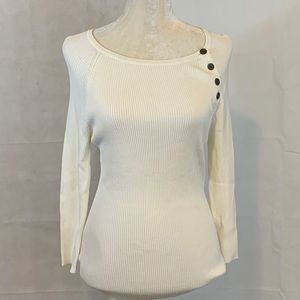Evie Size L Off White Ivory Long Sleeve Sweater